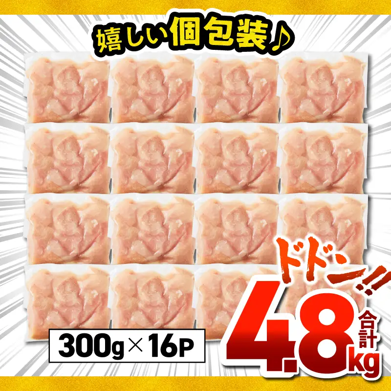 鹿児島県産 若鶏 ムネ 切身 4.8kg セット KN165-004-01 肉 鶏肉 冷凍