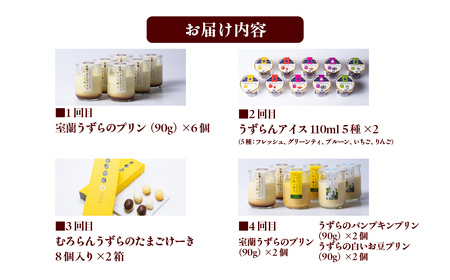 スイーツ定期便 全4回 プリン ケーキ アイス MROF014
