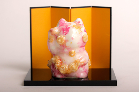 【 京阪百貨店厳選 】坂本 幸雪　シュガーアート　招き猫ピンク（70×70×100ｍｍ）_OS048-0052-1
