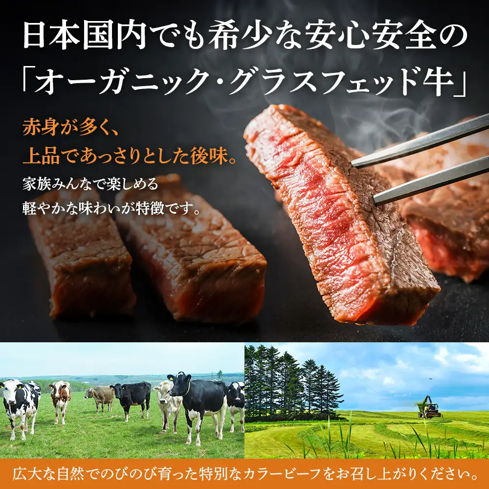 【雄武町】雄武産有機牛カラービーフ すき焼き用（肩ロース）200g×2P【01129】