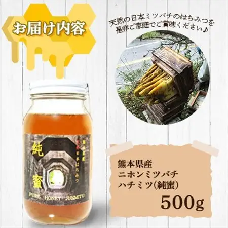 【数量限定】熊本県 美里町 ハチミツ ニホンミツバチ 純蜜 500g【中蓮寺農園】【1712460】