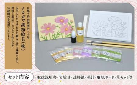 日本画体験キット(コスモス/1セット) 京都 宇治 日本画 初心者 キット セット 体験 岩絵具 絵具 筆 【uj-CK002-A】【ナカガワ胡粉絵具】