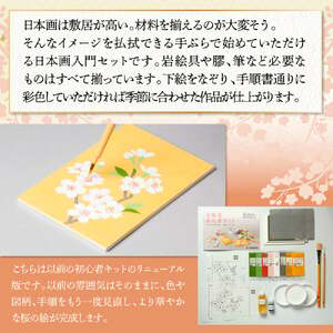 岩絵具初心者キット(桜編改) 日本画 セット キット 初心者 体験 岩絵具 絵具 筆 【uj-CK003-A】【ナカガワ胡粉絵具】