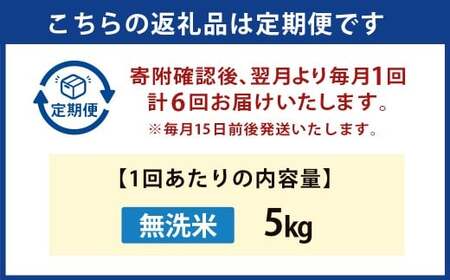 【6か月定期便】 無洗米 野上米 5㎏×6回 計30kg 【2025年10月下旬より発送予定】 ヒノヒカリ 米 こめ コメ お米 常温 国産