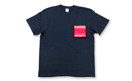 胸ポケット付きTシャツ Lサイズ 半袖 洋服 手織り 男女兼用 選べる ポケット 色 コットン 新潟市 ポケット緑