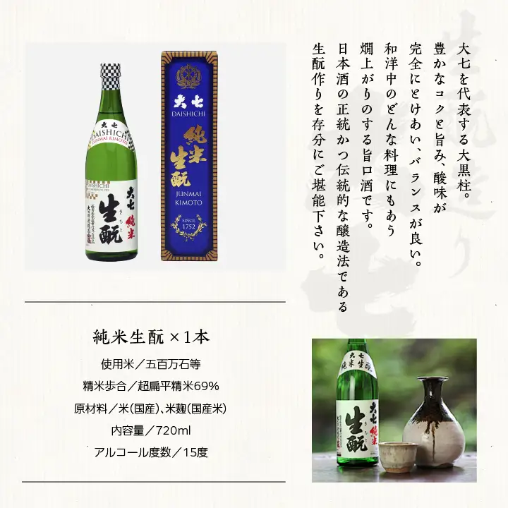 大七酒造「純米生もと・生もと二本松城」720ml×各1本【道の駅「安達」智恵子の里】