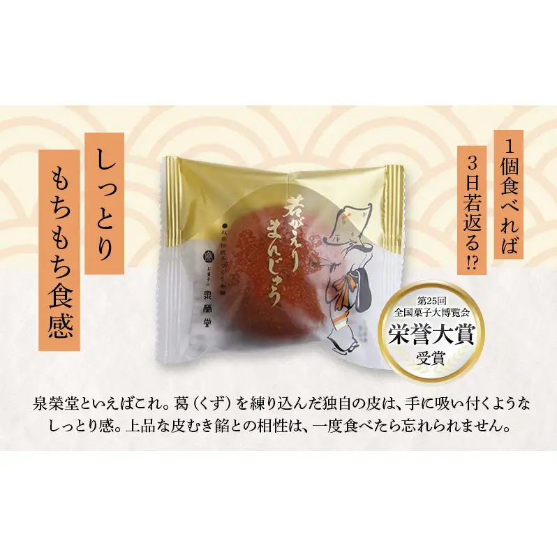 大正五年創業［お菓子の泉榮堂］若返りまんじゅう 6個入 しっとり もっちり 葛使用［第25回全国菓子大博覧会 栄誉大賞］【 和菓子 まんじゅう お菓子 スイーツ 秋田 羽後 】