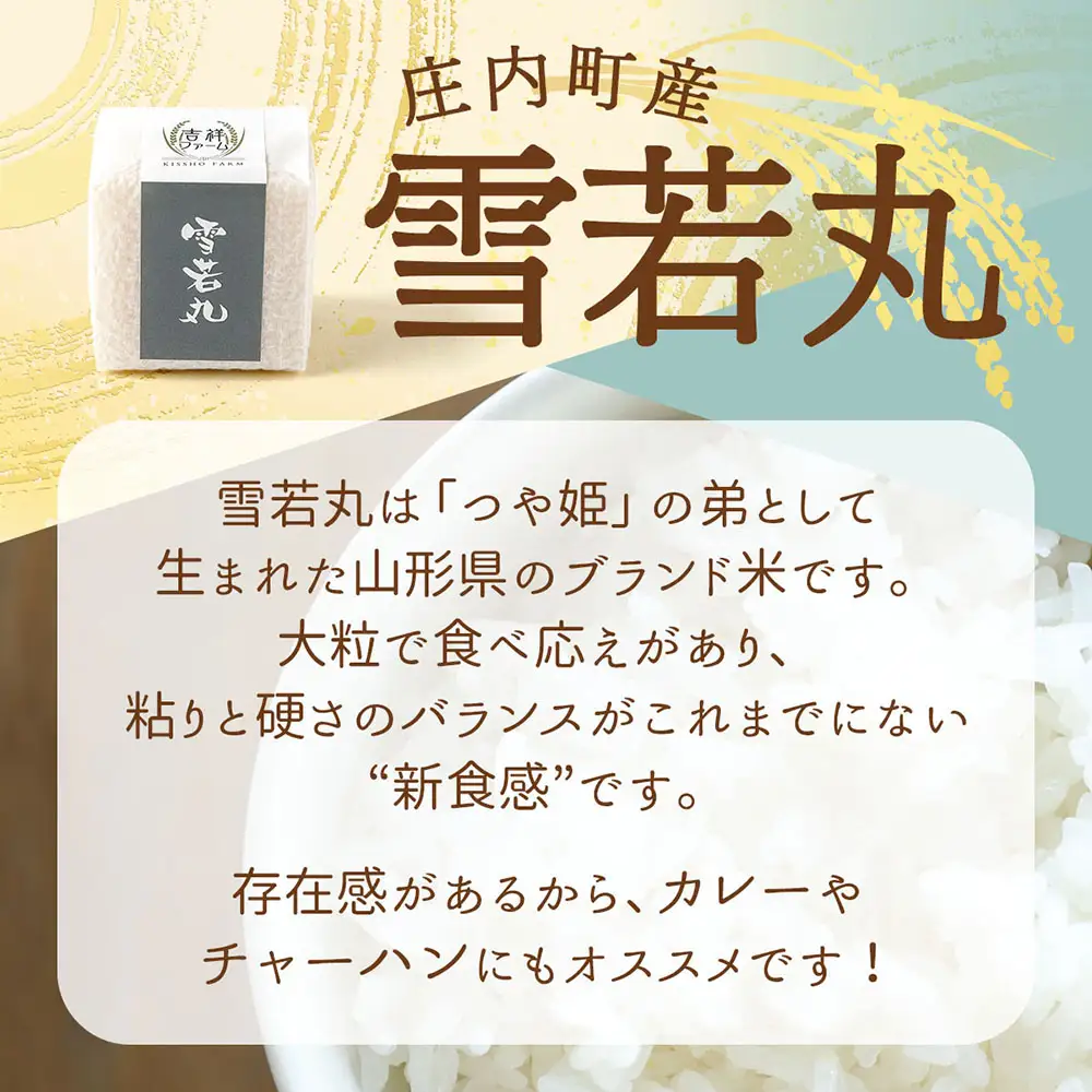 吉祥ファーム 2合キューブ×1個 雪若丸 300g 無洗米 令和7年産 2025年産 ブランド米 優秀金賞受賞農家 ブランド米 コシヒカリの原点、亀の尾発祥の地 庄内
