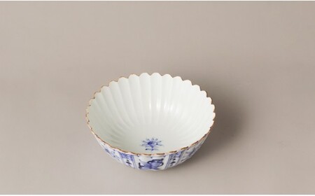有田焼 芙蓉紋 菊割 中ボウル【鷹巣瑞光堂】食器 器 うつわ 鉢 盛鉢 ボウル サラダボウル 染付 手描き 35000円 dd026
