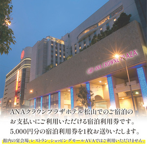 ANAクラウンプラザホテル松山 宿泊利用券 5,000円分 | 温泉 旅行 トラベル チケット 宿泊 宿泊券 予約 観光 愛媛県 松山市 人気 おすすめ【ACH003】
