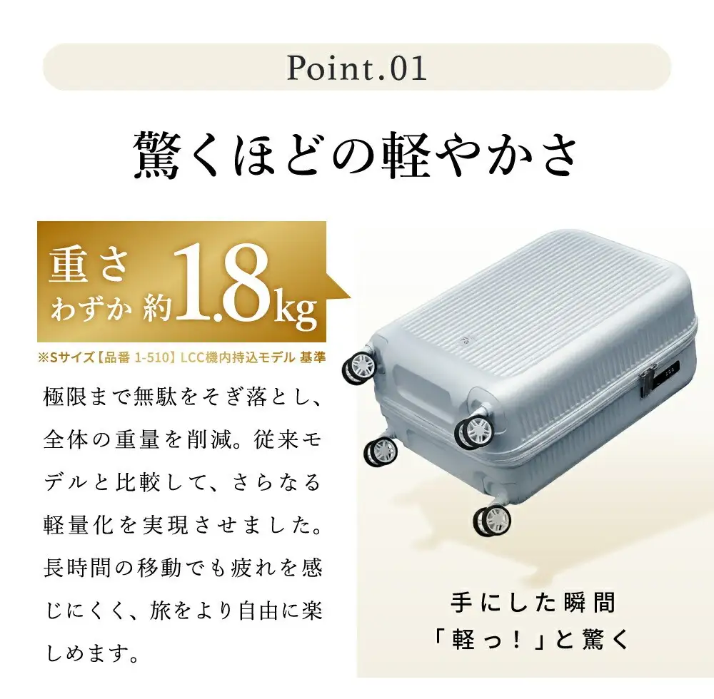 FREQUENTER AURA 静音・軽量スーツケース 48cm（1-510）機内持ち込み ダークグレー / キャリーケース キャリーバッグ