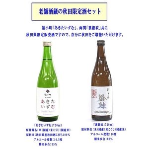 秋田県限定酒「裏銀紋」「あきたいずむ」2本セット 秋田県産米 日本酒 酒 地酒 【小川忠太郎商店】[B3-5202]