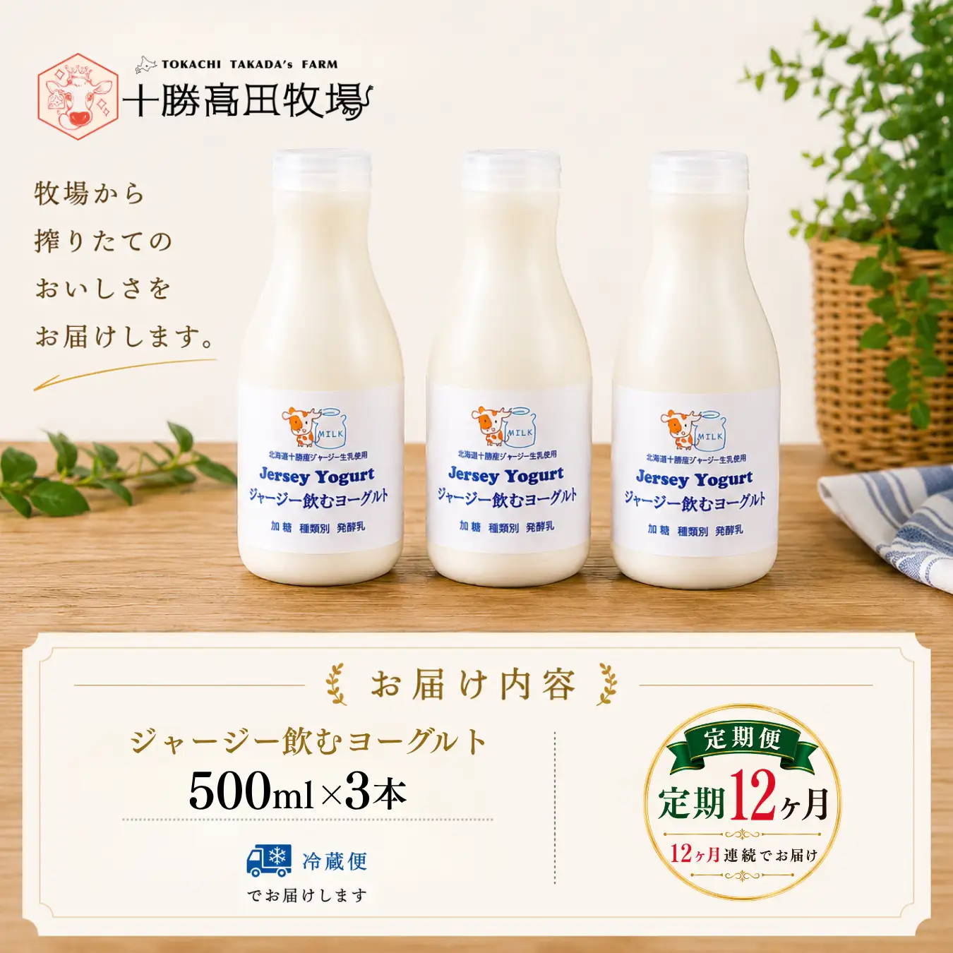 【定期12ヶ月】ジャージー飲むヨーグルト 500ml ×3 SKM029