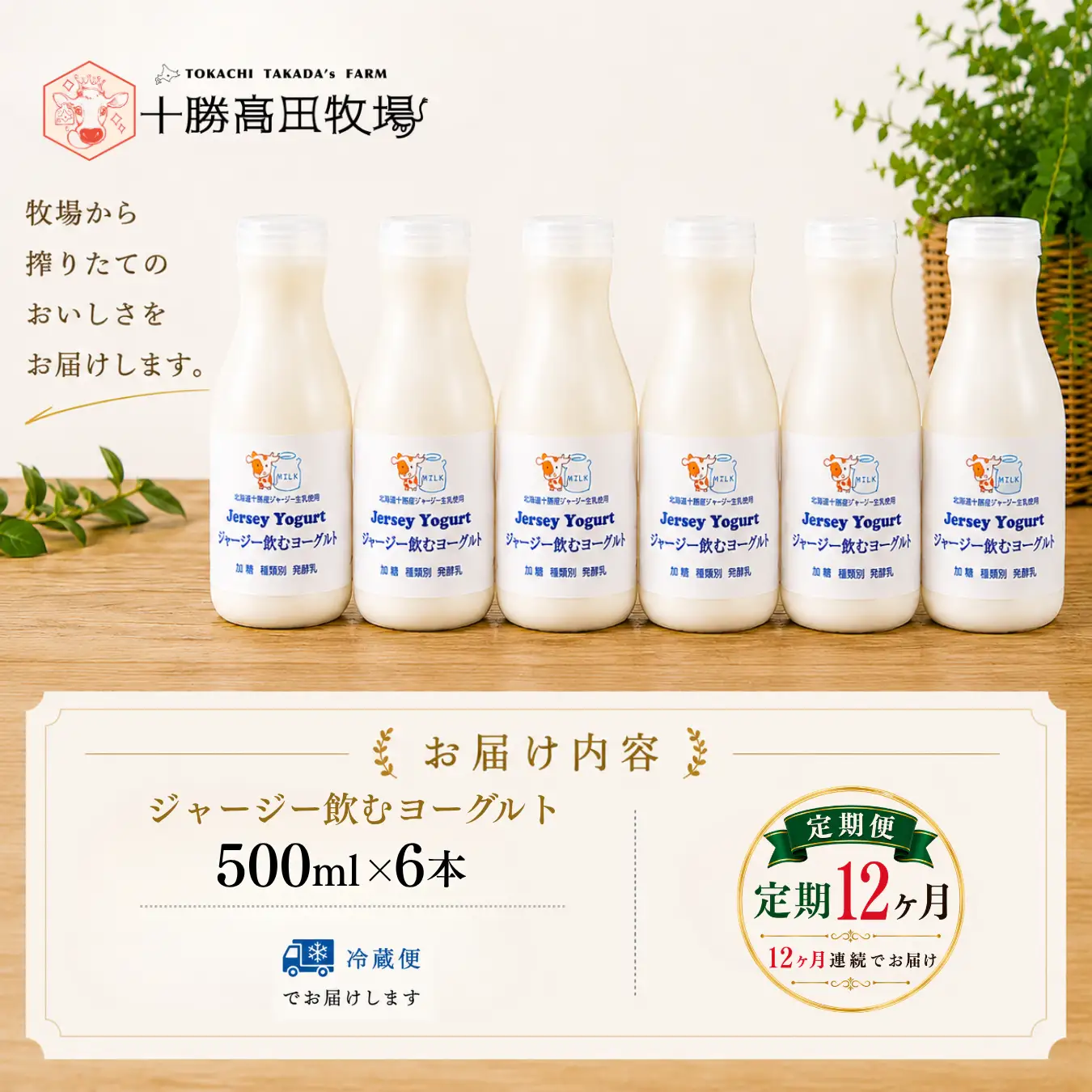 【定期12ヶ月】ジャージー飲むヨーグルト 500ml ×6 SKM033