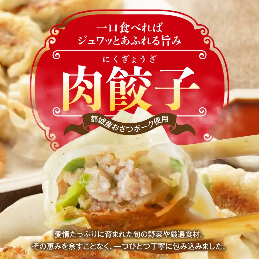 「おさつポーク」使用!肉汁あふれる肉餃子40個〔LF-14-001-40〕_(都城市) 都城産 ブランドポーク使用 冷凍