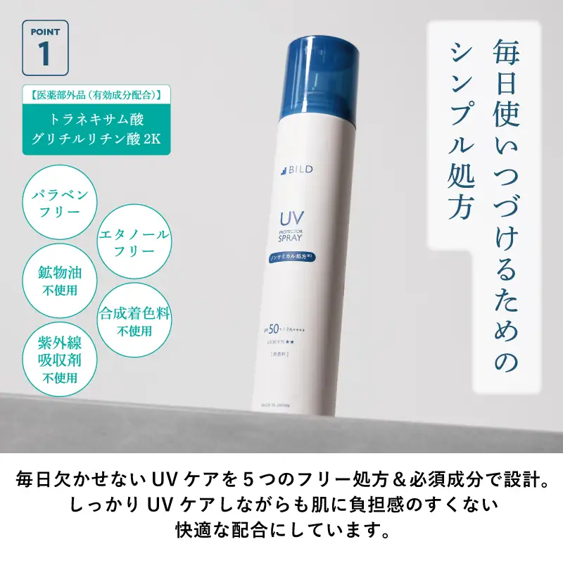 BILD ノンケミカル UVスプレー 医薬部外品 日焼け止め 130ｇ 3本セット