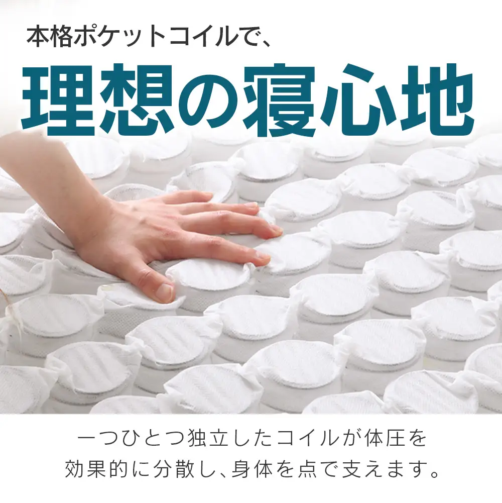 三つ折り ポケットコイルマットレス シングル 源ベッド 薄型 厚み13cm 両面仕様_CH041_226