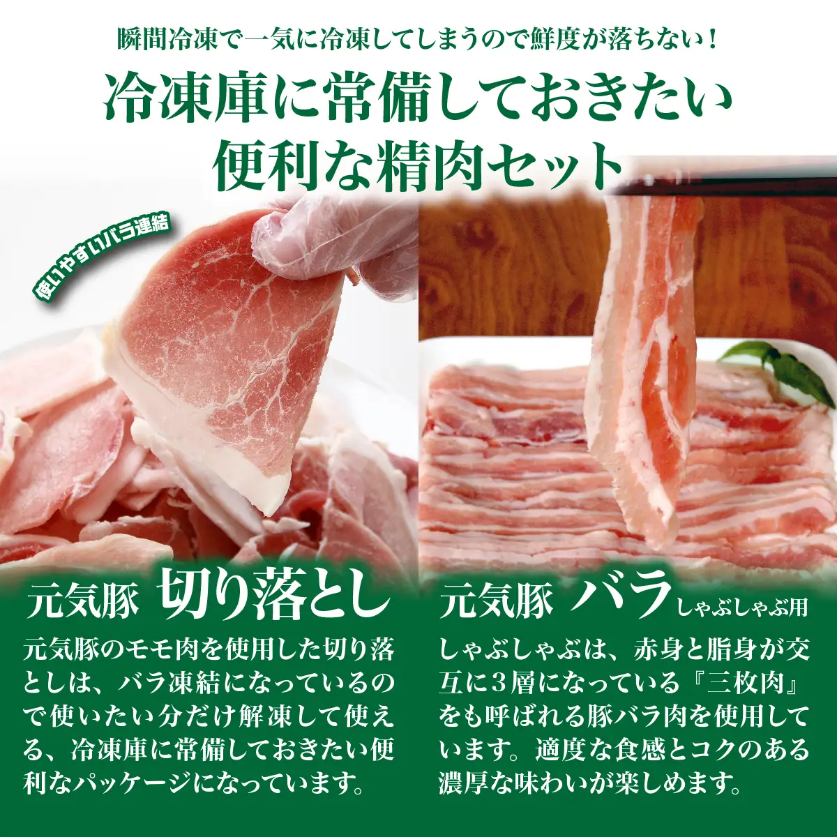 【農場直送】千葉県産三元豚　元気豚 切り落しとバラしゃぶしゃぶ用精肉セット 3kg　 TAKB010