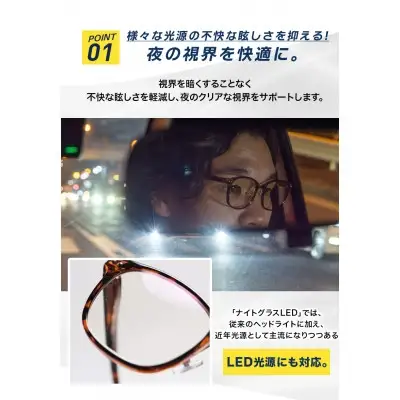 メガネ ナイトグラス LED クリアジャケット 1本