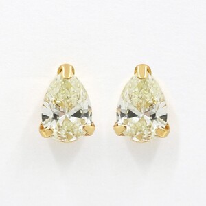 甲府市発 一粒ピアス k18 ペアシェイプカット [1c-2178-1YG]