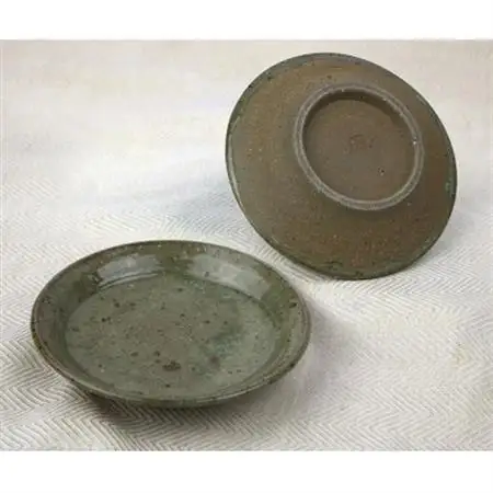 伝統のやちむん　灰釉 5寸丸皿 ペア　【仁陶器工房】【1724486】