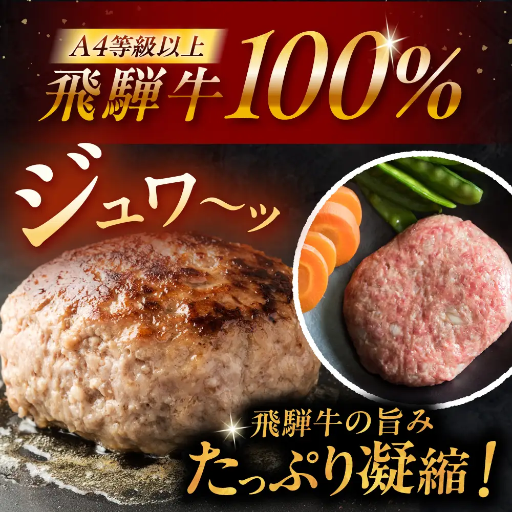 ハンバーグ 飛騨牛100% 4個 A5,A4ランク 特製笠置ゆず使用おろしポン酢付  / 恵那市 / 岩島屋 [AUAJ055]