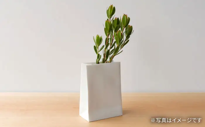 【瀬戸焼】スーパーバッグ#2 花器 ホワイト 【セラミック・ジャパン】 / 花瓶 インテリア ギフト プレゼント / 瀬戸市[BBBC020]