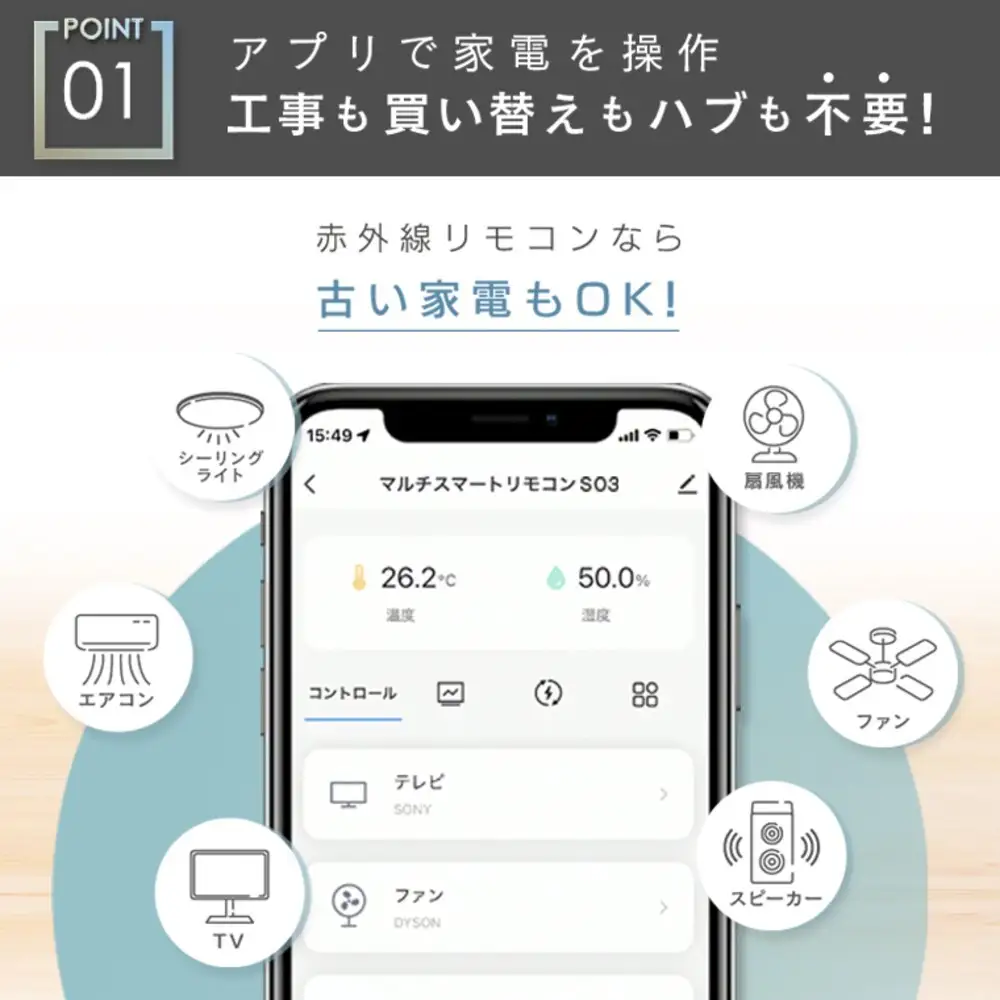 エジソンスマート マルチスマートリモコン S03 リモコン スマートリモコン 学習リモコン 温度湿度センサー 赤外線 コンパクト 工事不要 スマート家電 家電 電化製品 福岡 福岡県 福岡市