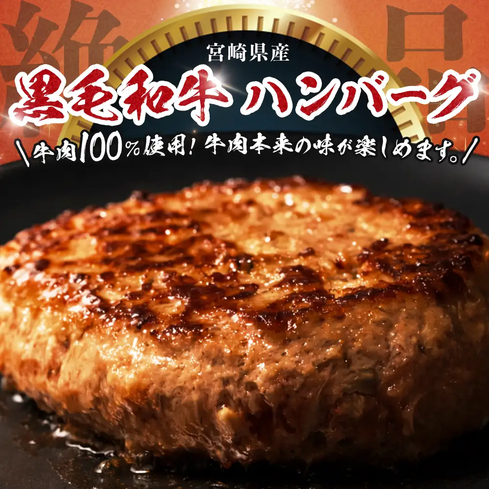 【マツコの知らない世界にて紹介！】宮崎県産 黒毛和牛 ハンバーグ 約1.2kg(150g×8個) 個包装 冷凍｜国産牛 牛肉 お肉 ハンバーグステーキ 焼くだけ 卵不使用 有田牧畜産業 宮崎県 諸塚村 AR-02