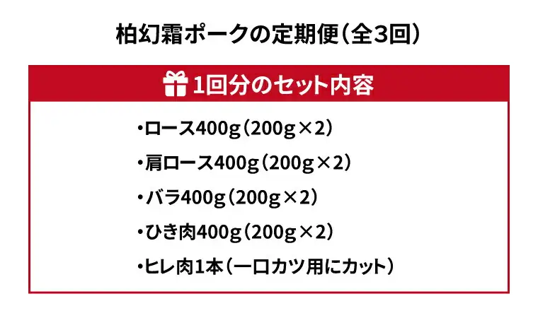 豚肉詰合せ 柏幻霜ポーク ロース バラ ヒレ 豚肉詰合せ【5種】【定期便3ヵ月】