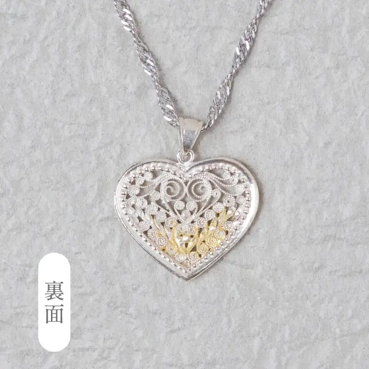唐草ペンダント ハート 部分金彩 銀線細工 唐草ペンダント【シルバー24K】