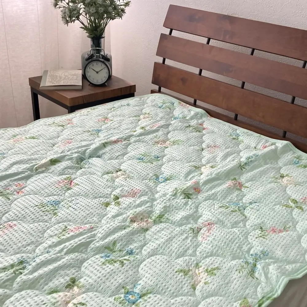 【訳あり 数量限定】さらさら爽やかリップル 敷パッド 1枚 【シングル】100×205cm グリーン SH-3732PS