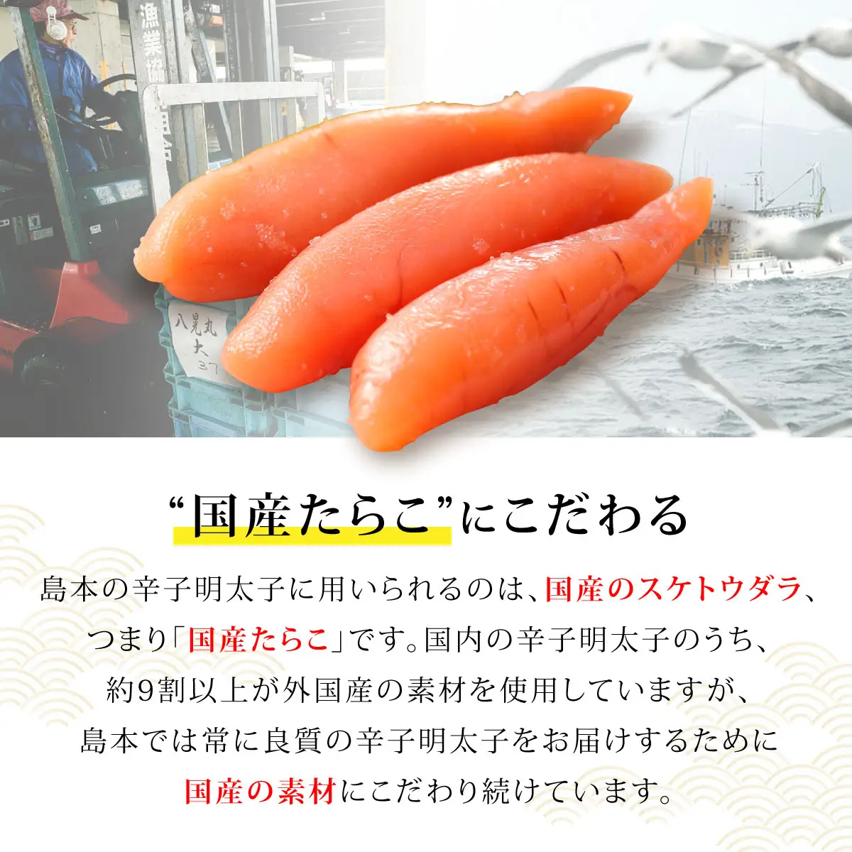  【博多辛子明太子の島本】希少国産卵・無着色辛子明太子切れ子100ｇ×3種（計300ｇ）