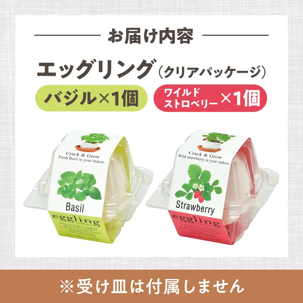 エッグリング クリアパッケージ 2個（バジル、ワイルドストロベリー） / 栽培キット 園芸 ハーブ / 瀬戸市 / 聖新陶芸[BBEK002]
