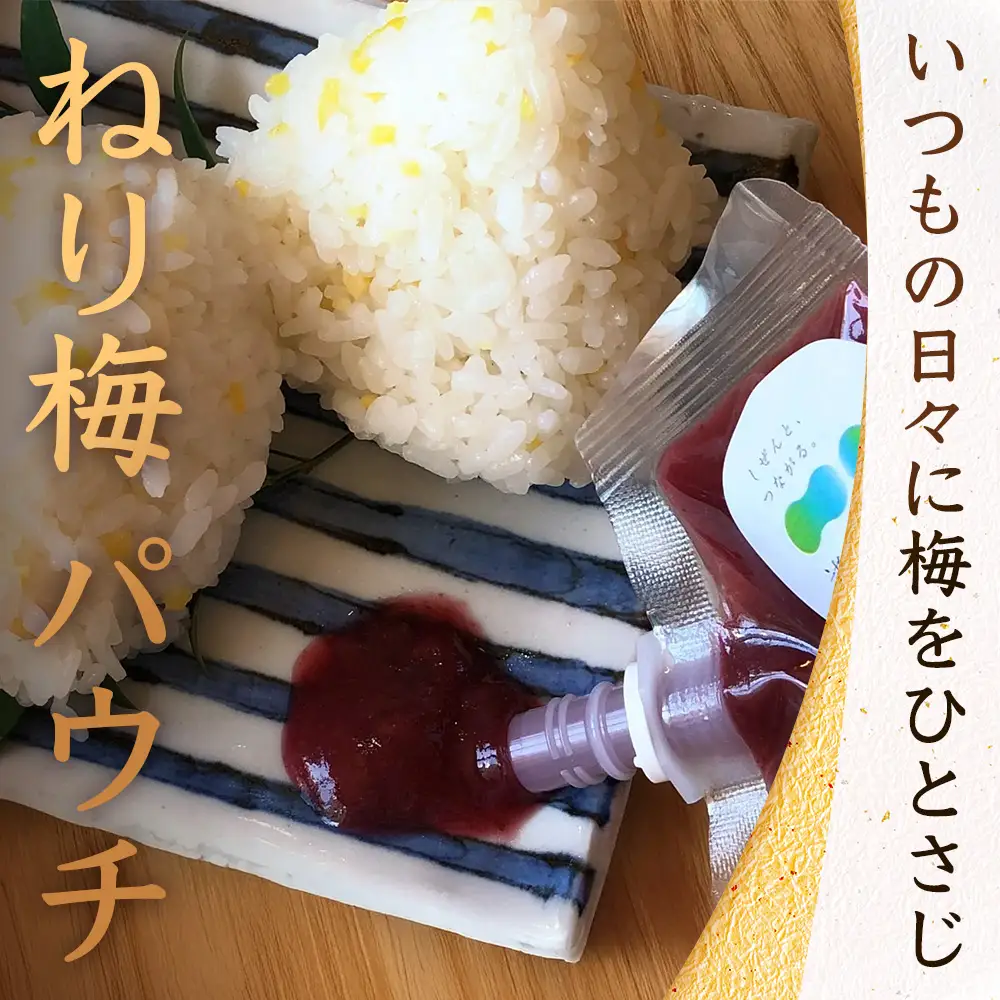 ねり梅 120g×3P パウチ 常温｜ねりうめ 梅 ウメ 梅肉 ペースト シソ 紫蘇 和え物 梅和え 漬物 ごはんのお供 熱中症対策 塩分 加工品 調味料 もろっこはうす 宮崎県 諸塚村 MO-48