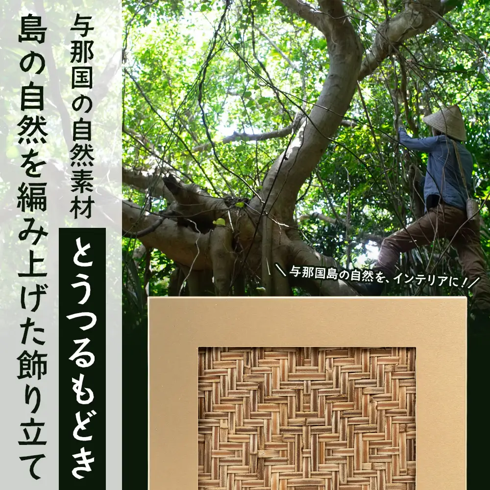 与那国の自然を編み上げた、「とうつるもどき」の飾り立て YT-11|沖縄県 与那国町 与那国島 民芸 植物 手作り インテリア 写真 写真立て 伝統 贈答 ギフト