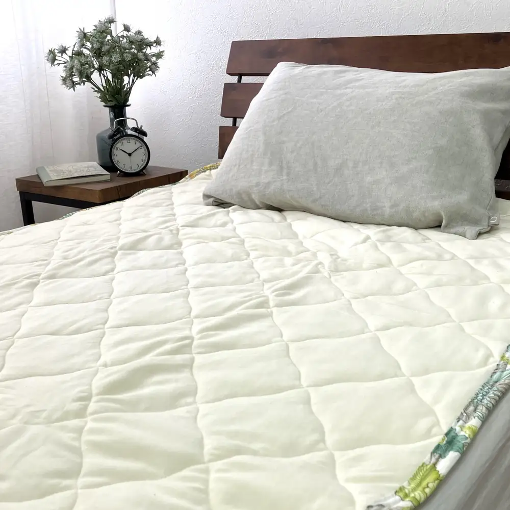 【訳あり 数量限定】ガーゼプリント 敷パッド 1枚 【ダブル】120×205cm ベージュ SH-3116PW