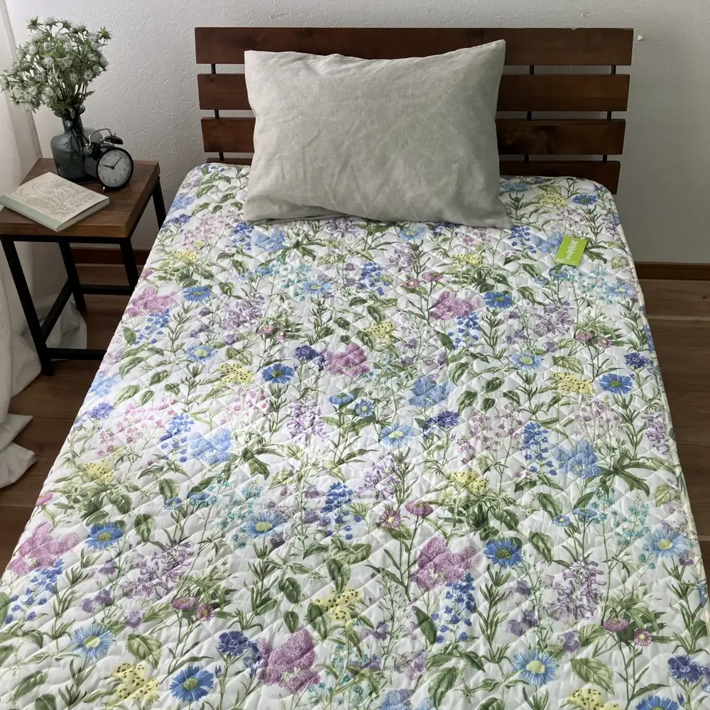 【訳あり 数量限定】フレンチリネン 敷パッド 1枚 【クイーン】160×205cm ブルー SH-3534PQ