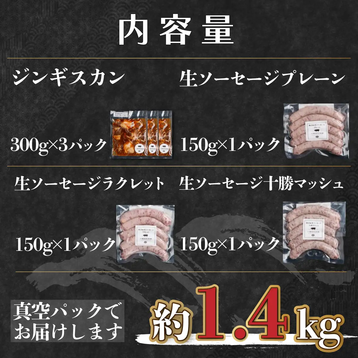 【定期2ヶ月】鹿追産 自然放牧黒豚無添加生ソーセージ＆ジンギスカンの贅沢セット SKN044