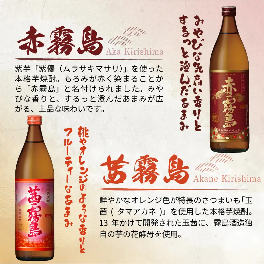 赤霧島・茜霧島 (25度) 900ml×8本セット≪みやこんじょ特急便≫〔27-60-006-Q〕_(都城市) 本格芋焼酎 赤霧島(25度) 茜霧島(25度) 霧島酒造 いも焼酎 フルーティーな焼酎 あかきりしま/あかねきりしま 焼酎 酒