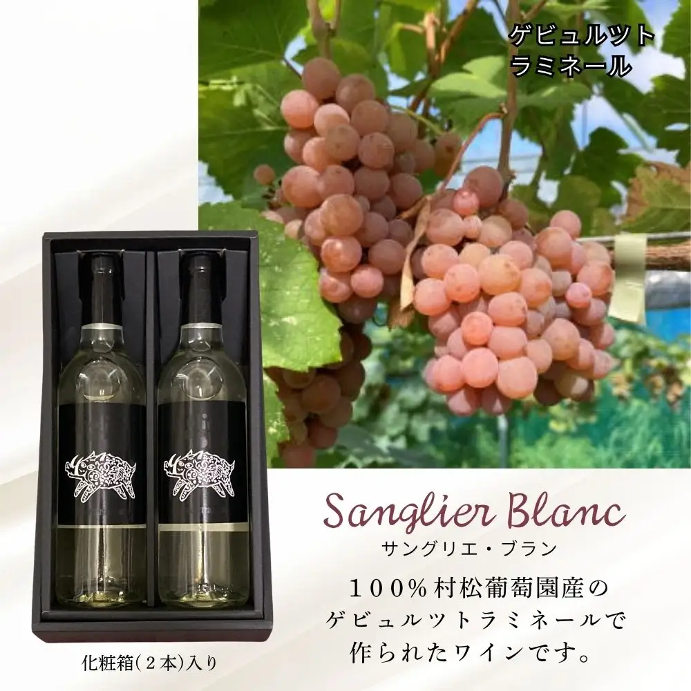 白ワイン サングリエ・ブラン（ゲビュルツトラミネール） 360ml×2本（化粧箱入） 真庭市 村松葡萄園  【mmbb001-01】