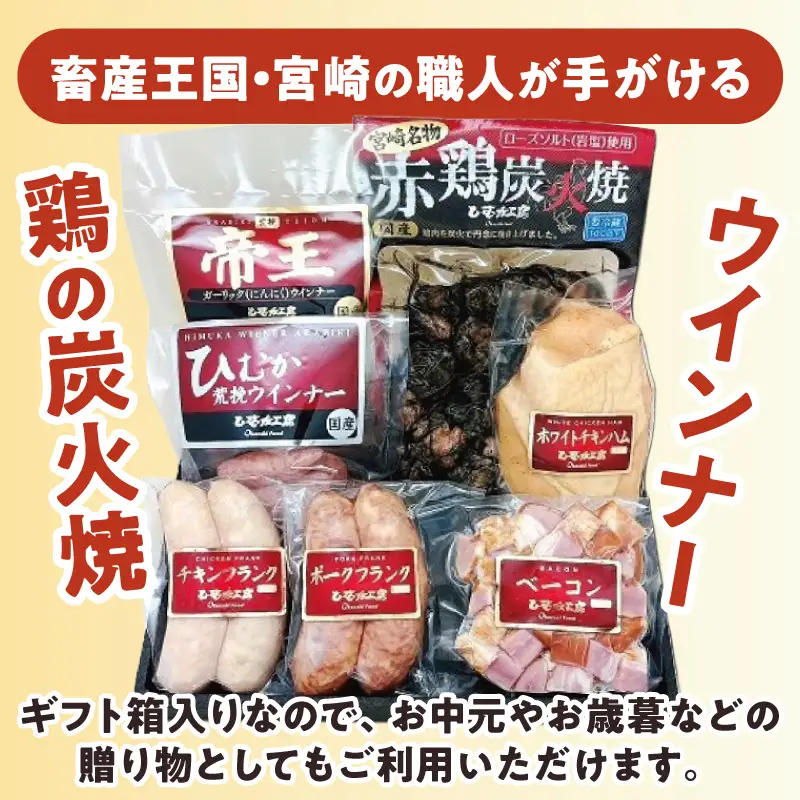 ひむか工房バラエティセットB(ギフト箱入) 7種 炭火焼 ウインナー ハム