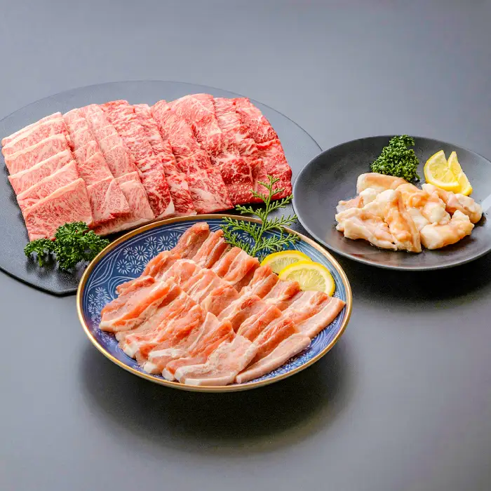 【しまね和牛】焼肉用満腹セット（５種類合計1.3kg）【 肩ロース カルビ モモ ホルモン 豚バラ しまね和牛 牛肉 和牛 かたろーす かるび もも ホルモン ぶたばら 贅沢 お祝い 贈り物 プレゼント ギフト】