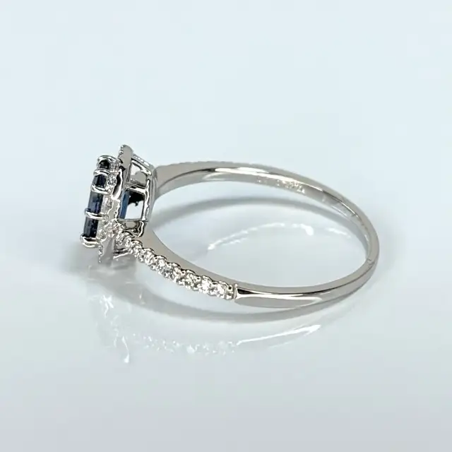 プラチナ サファイア ダイヤ取巻 リング　R0001