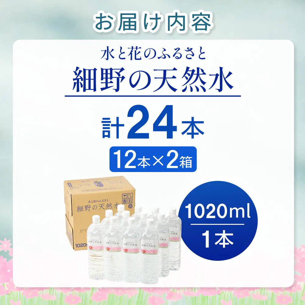 【ふるさと納税】細野の天然水1,020ml×12本×2箱(水 天然水 ミネラルウオーター シリカ）
