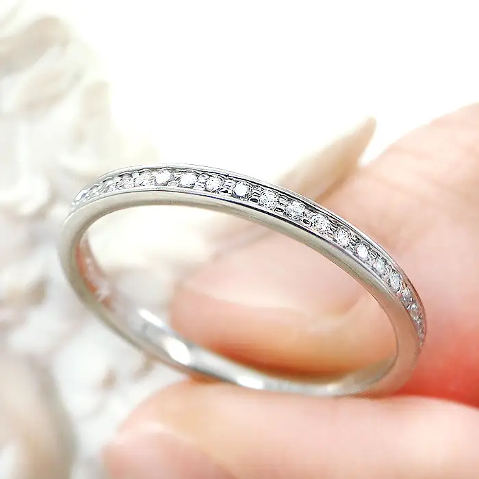 指輪 レディース リング プラチナ PT900 ダイヤモンド 0.13ct ハーフエタニティ 華奢 極細 細身 プラチナリング ダイヤ ジュエリー 山梨県 南アルプス市 【f200-pt】 ALPAZ203