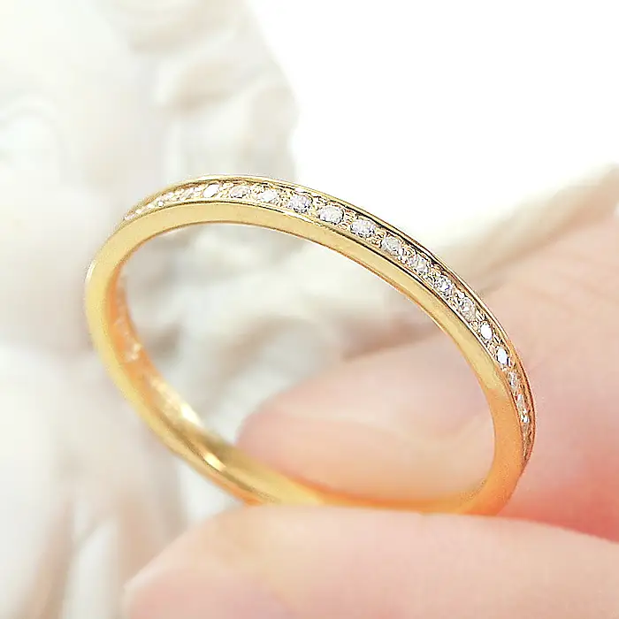 指輪 レディース リング K18YG イエローゴールド ダイヤモンド 0.13ct ハーフエタニティ 華奢 極細 細身 18金 リング ダイヤ ジュエリー 山梨県 南アルプス市 【f200-k18yg】 ALPAZ204