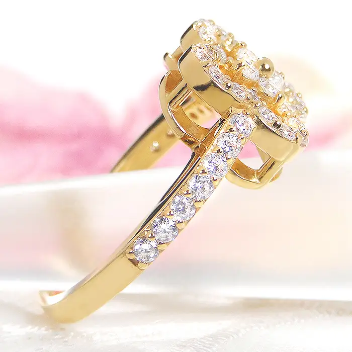 指輪 レディース リング  K18YG イエローゴールド ダイヤモンド 0.61ct クローバー 四つ葉 花 モチーフ ダイヤリング ジュエリー 山梨県 南アルプス市 【f259-k18yg-d】 ALPAZ206