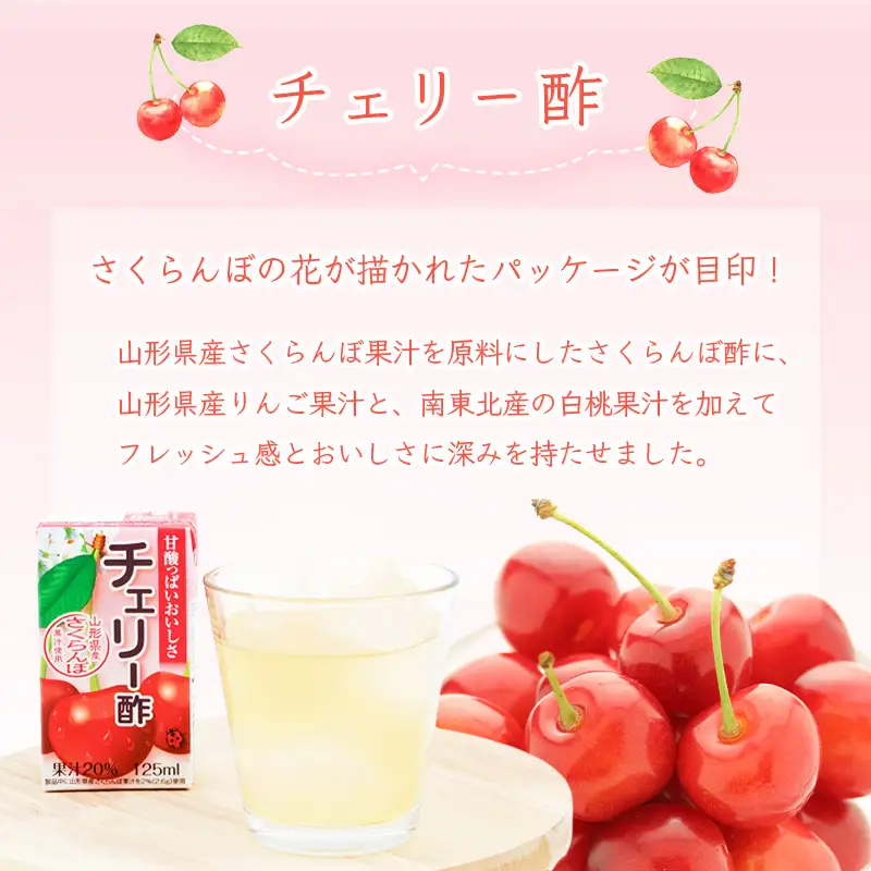 チェリー酢ドリンク 125ml×10本セット 【化粧箱入】 紙パック 山形 さくらんぼ 酢　0075-G-MB013