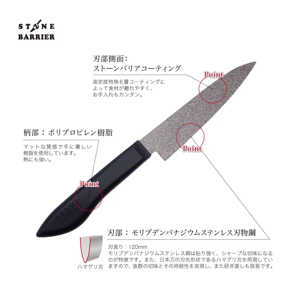 ストーンバリア包丁ライトタイプ　ペティ120mm